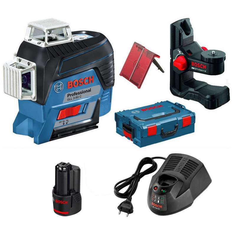 Pack Laser BOSCH 0601063R02 - GLL 3-80 C Professional (BM1, Cible et L-Boxx)