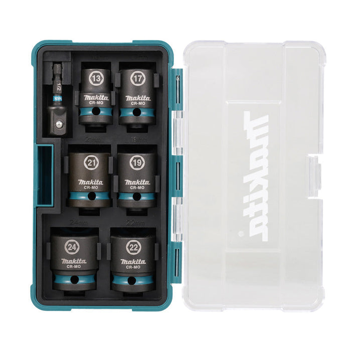 Coffret de 6 douilles MAKITA IMPACT BLACK + Adaptateur HEXA 1/4''E-16592