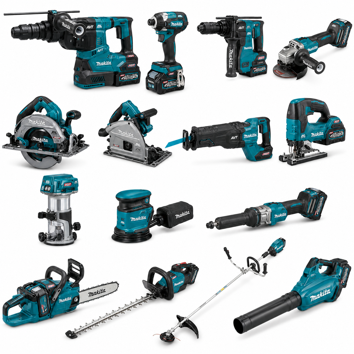 Pack de 15 outils professionnels MAKITA XGT® 40V Max – Chantier &amp; Jardin