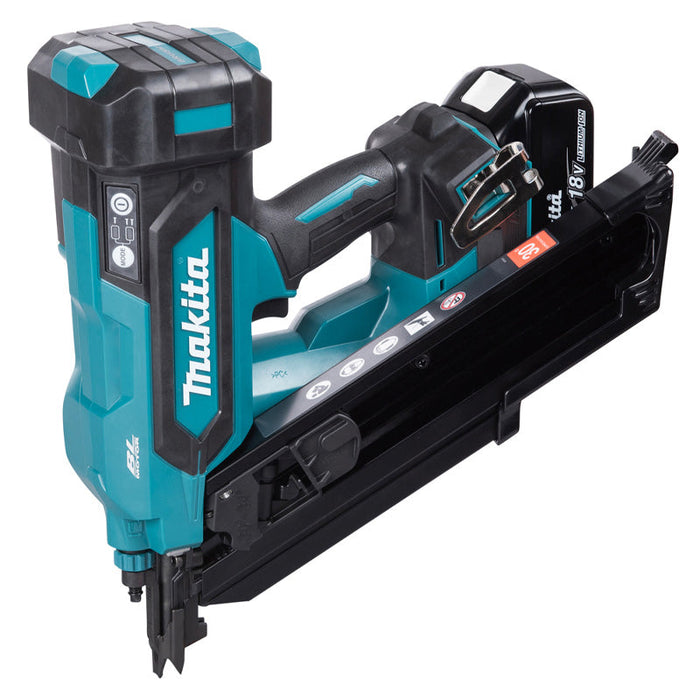 Cloueur de charpente 90mm pointes en D 34 º LXT MAKITA DBN900RTE BL1850B X 2 + chargeur DC18RC