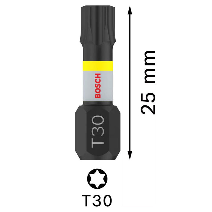 Embouts 6 pans T30 BOSCH Impact Control 25 mm - 2 pièces