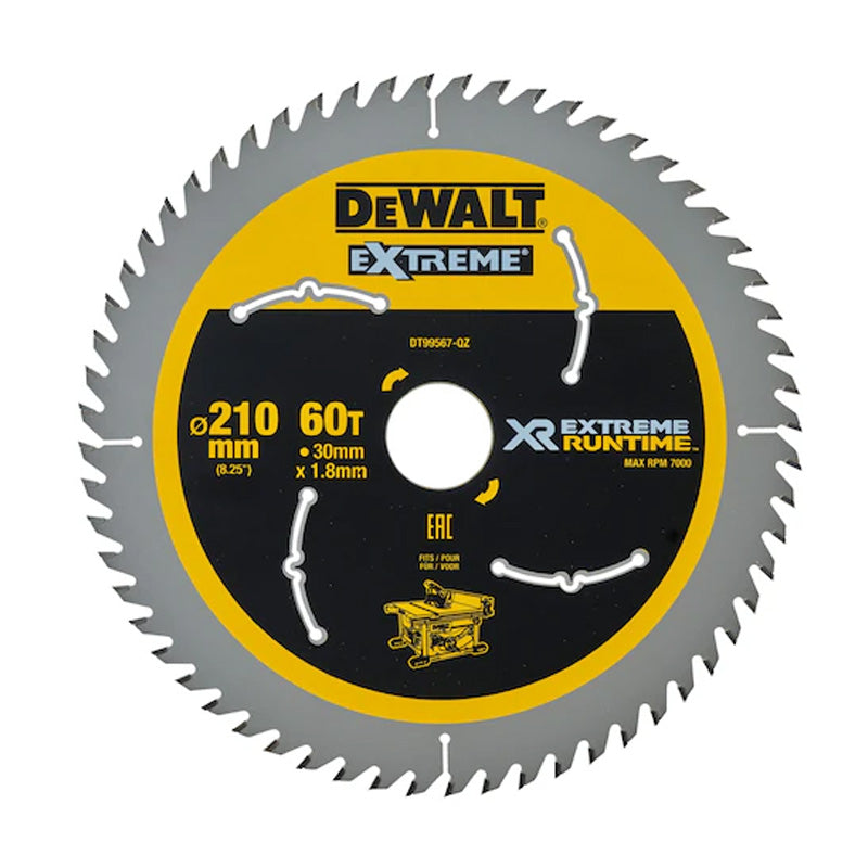 Lame de scie circulaire stationnaire DEWALT DT99567-QZ Carbure XR Runtime Ø210x30mm, 60 dents