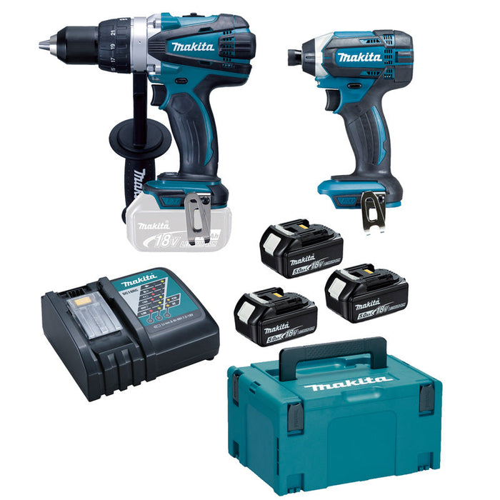 Pack 2 outils MAKITA DLX2144TJ1 (DDF458+DTD152+BL1850×3+DC18RC+MAK3 )
