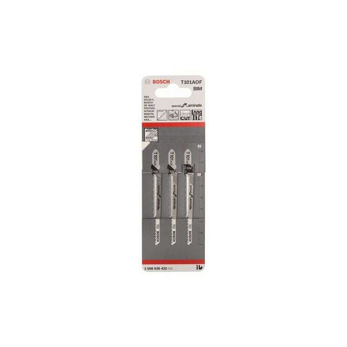 Lot de 3 lames de scie sauteuse T 101 AOF BOSCH 2608636432 Special for Laminate